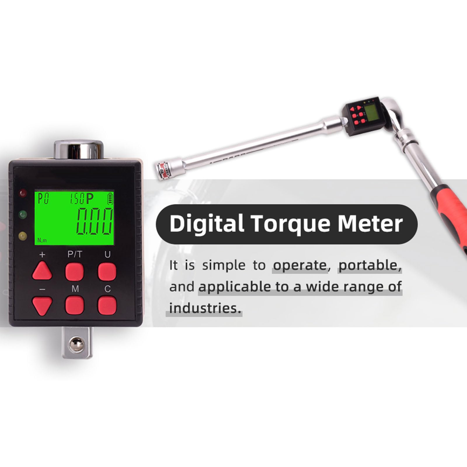 Misuratore di coppia digitale ad alta precisione Adattatore di coppia digitale Strumento portatile regolabile per meccanica professionale Maniglia 2-340NM
