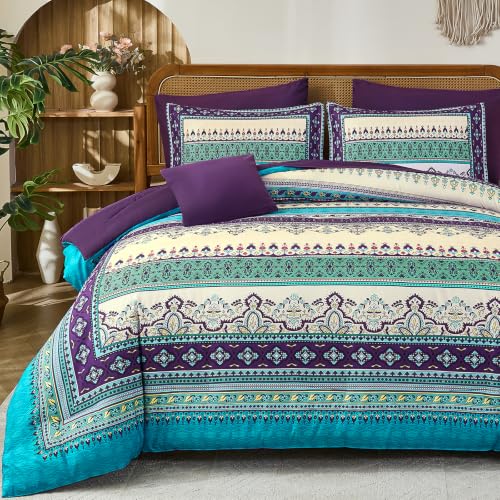 Image of Boho Comforter Set King Size,8 Pieces Paisley Border Bedding Set