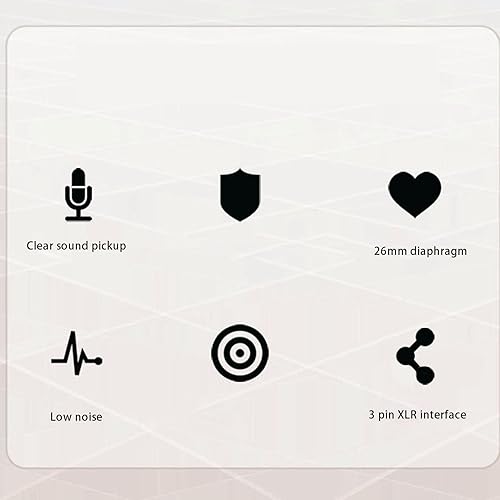 Miniatura 8 de Micrófono de condensador de estudio, micrófono de diafragma de 1.024 in con soporte de choque XLR cable parabrisas para grabación de podcasting