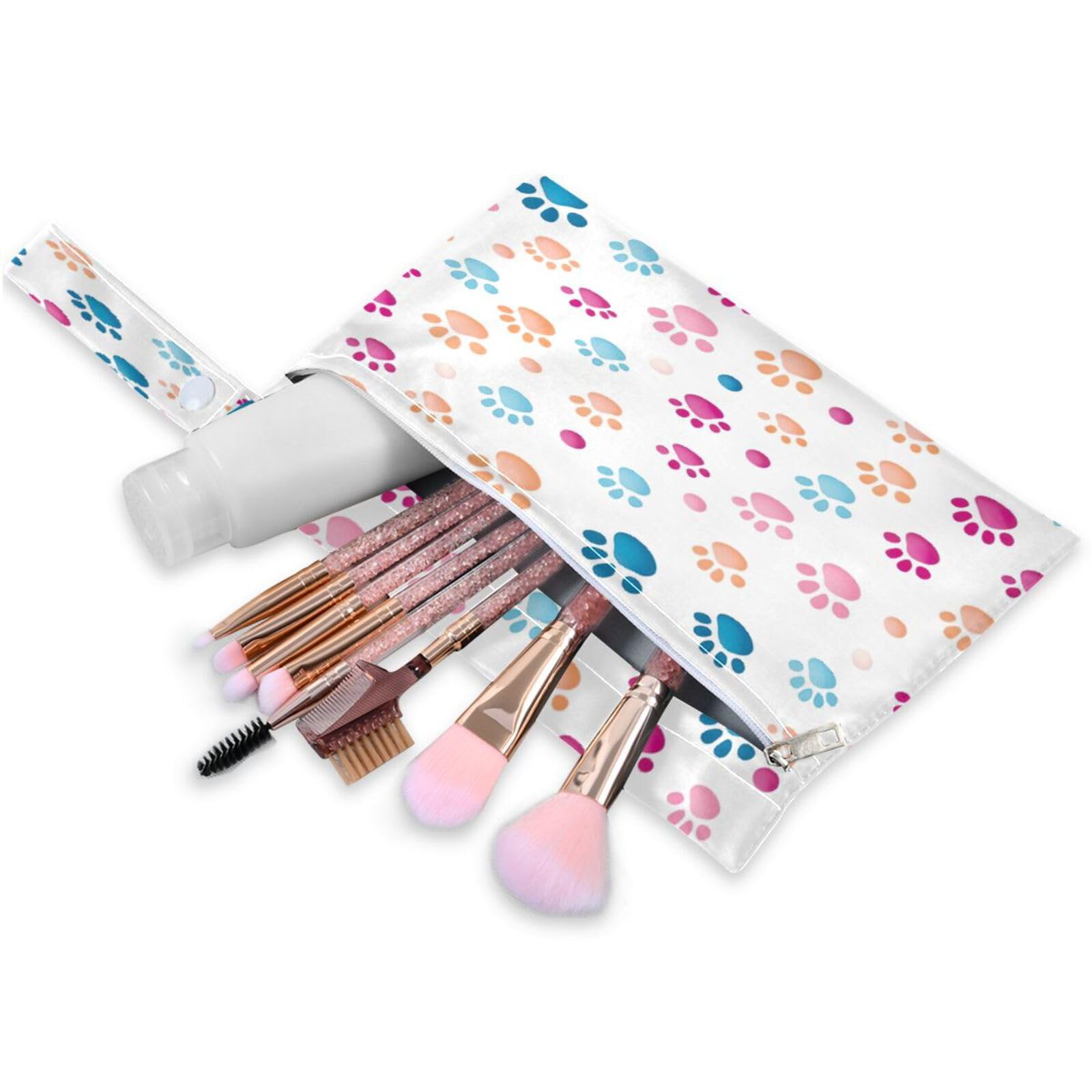 ATTX Cute Paw Prints Wet Dry Bags 2-Pack - Reusable Cloth Diaper Storage for Travel, Beach & Gym | Multi-Use Waterproof Bags for Swimsuits, Baby Clothes, Sports Gear#287