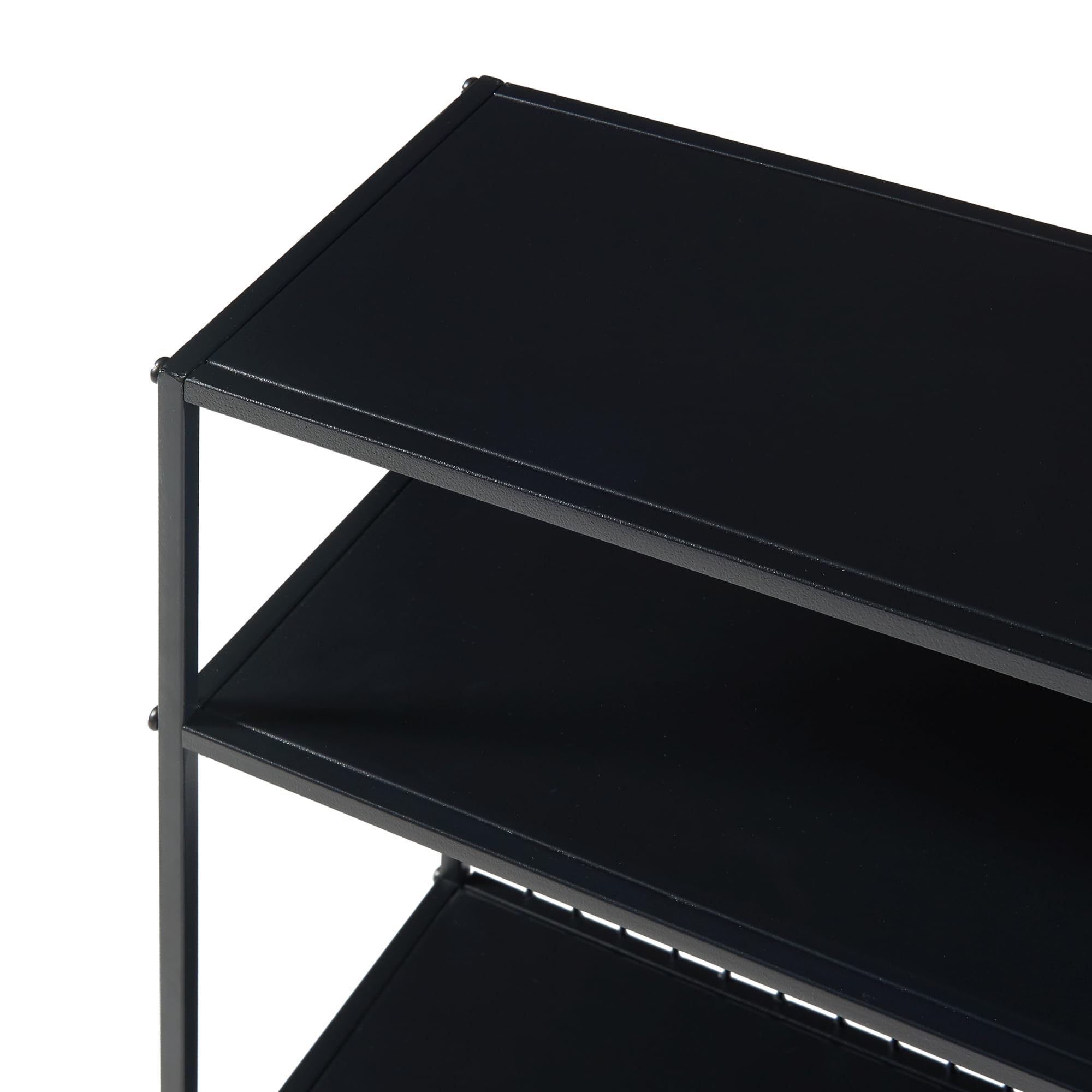 [en.casa] Tavolo a Consolle Scaffale Basso a 5 Piani di Appoggio Tavolo Stretto Multiuso da Ingresso Corridoio 65,5 x 60 x 20 cm Metallo Nero