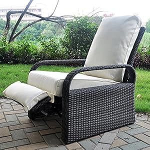 ATR ART TO REAL Garden Recliner Chairs,Adjustable Position Height Reclining Garden Chair, Aluminum Frame with Hand-Woven Rattan PE Wicker, Sun Lounger for Patio Garden Furniture Reclining Chair