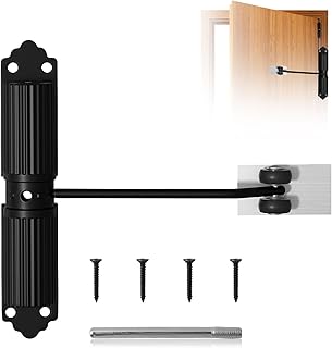 Automatischer Türschließer Gartentor, Edelstahl Federbelasteter Türschließer mit Schrauben und Einstellhebel für Zimmertür, Büro, Gartentor (Schwarz)
