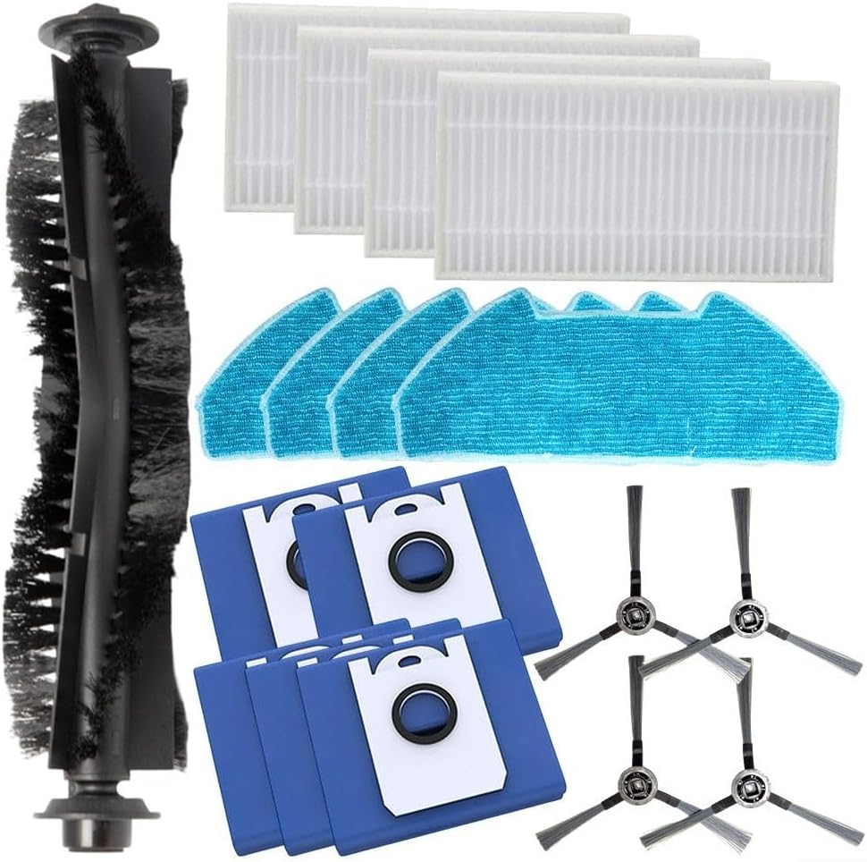Vacuum Replacement Parts Kit For bObsweep For Dustin/For Ultra-Vision Vacuum Cleaner Accessories, Main Brush+Side Brushes+Filters+Mop Cloths+Dust Bags(B)
