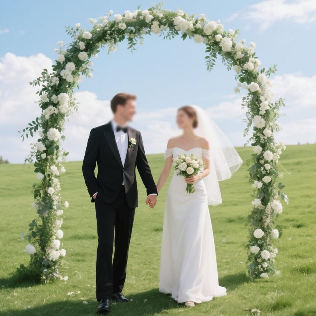 Arco per rose da giardino in acciaio inox, per interni ed esterni, stabile e resistente alle intemperie, con base, arco nuziale/pergolato da giardino (180 x 240 cm)