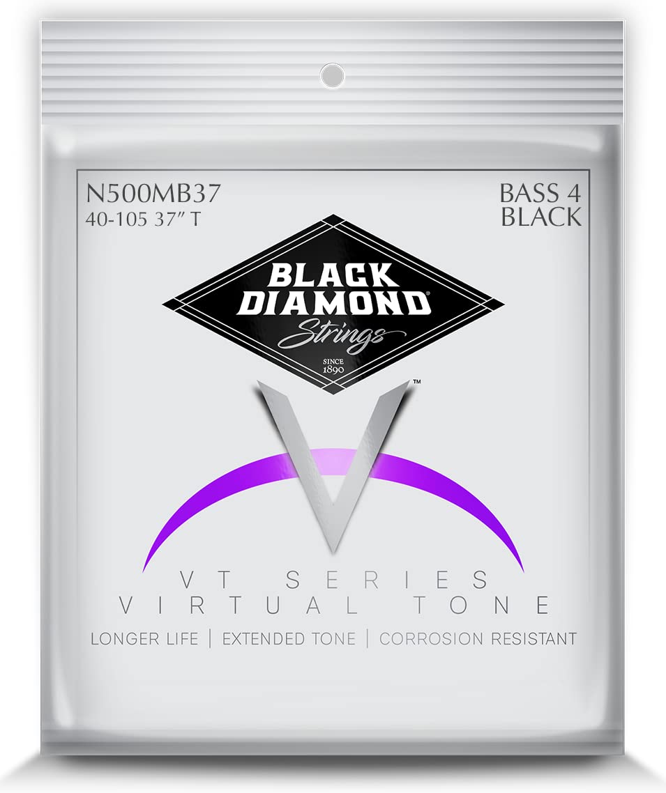 Black Diamond Strings® N500MB37 4 String Bass Black Coated Rd Med/Long Scale .045NRB.065NRB.085NRB.105NRB