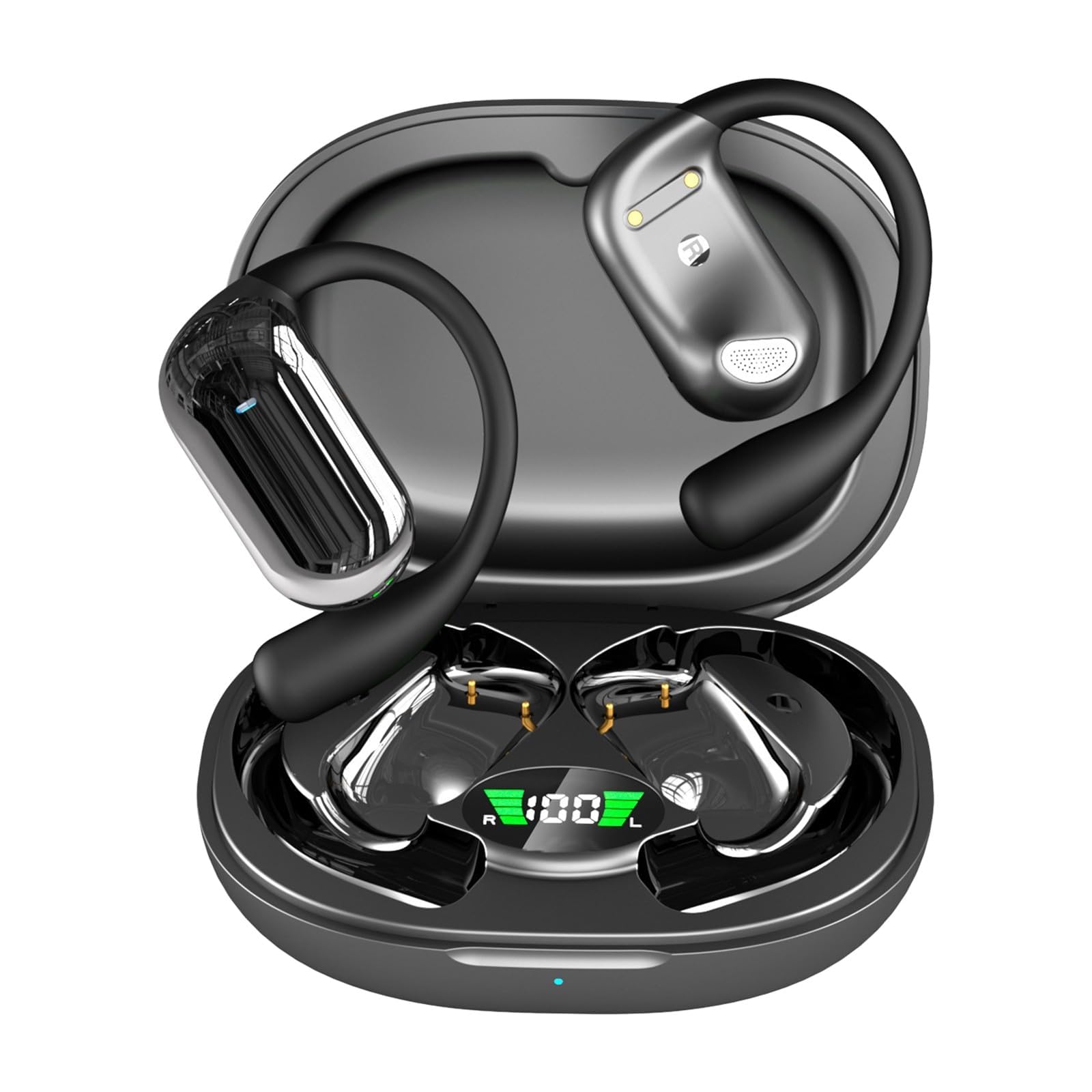 NALACAL Wireless Earbuds Bluetooth Headphones, Wireless Sport Headphones, Ear Buds Stereo Deep Bass Headset with Earhooks, 80hrs Playtime Wireless Charging Case, for Running Workout Black