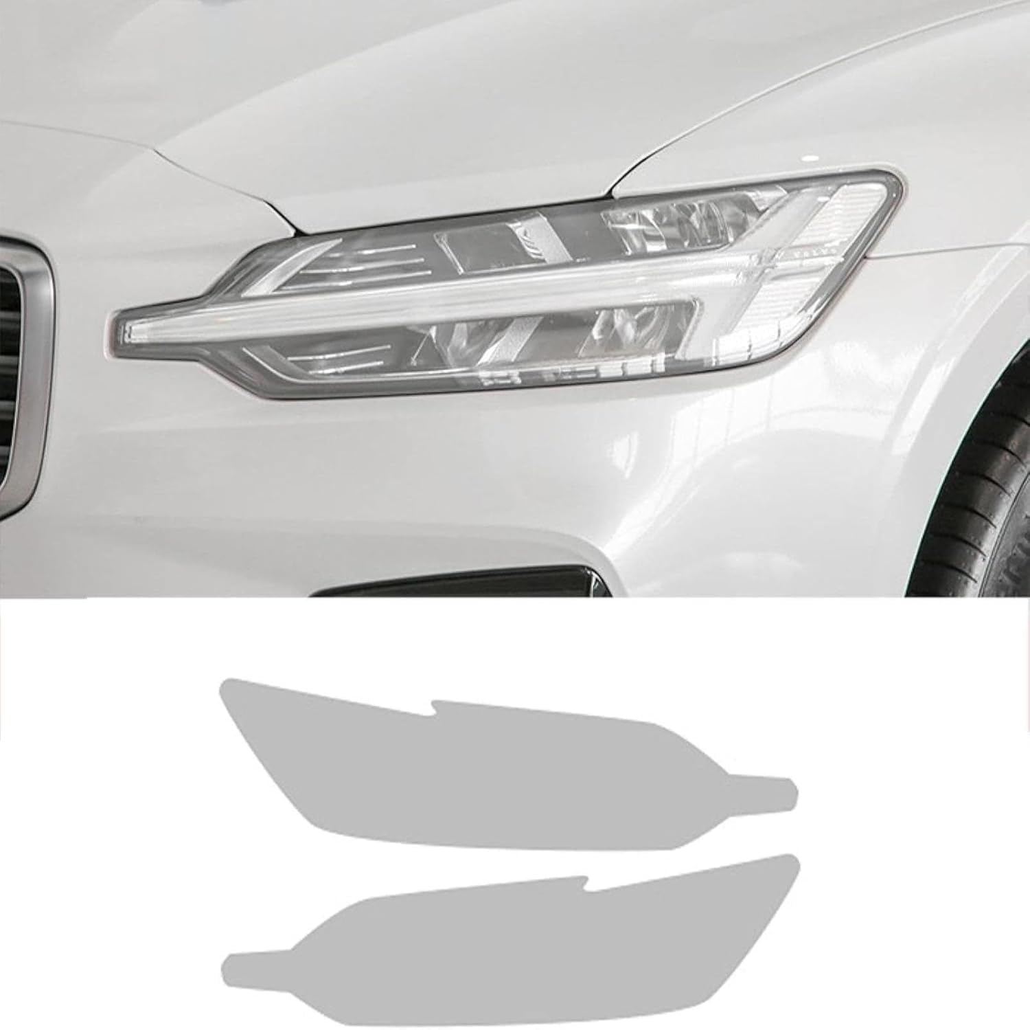 SamLng Car Front Light Film for Volvo V60 2019 2020 Car Headlight Film Front Light Transparent Blackened Moulding Vinyl Protection Sticker Car Light Film