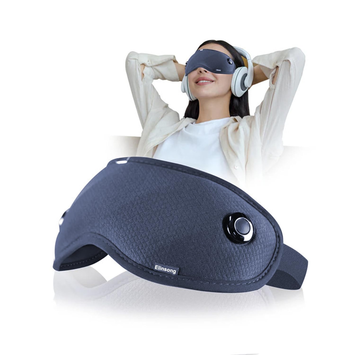 Masajeador Ocular, máscara Ocular eléctrica con Calor y vibración, masajeador Plegable para la Cabeza con 6 Modos para Reducir la Fatiga Ocular, aliviar el Dolor de Cabeza