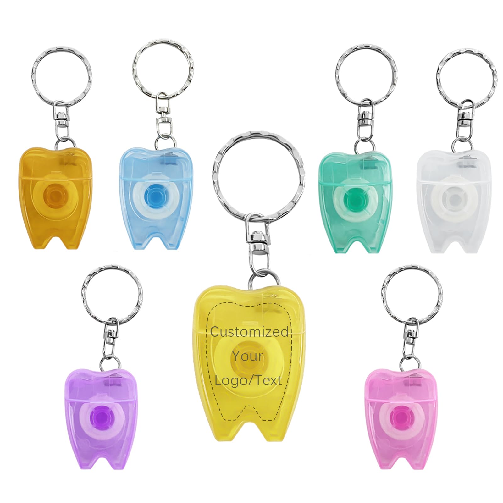 Portable Dental Teeth Floss YOUYA DENTAL 100Pcs Custom Personalized Logo Tooth Shaped Key Chain Teeth Floss Customized Design