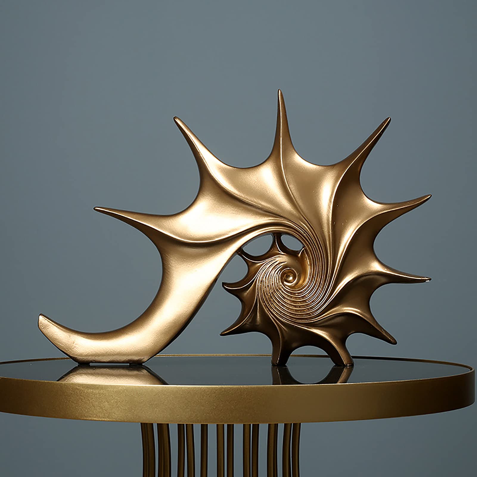 YUDIZWS Conchiglia Statua Decorativa In Poliresina Guscio Figura Decorativa Moderna Scultura Ufficio Soggiorno Da Decorare 40,5 X28 X 5,5 cm,D'oro