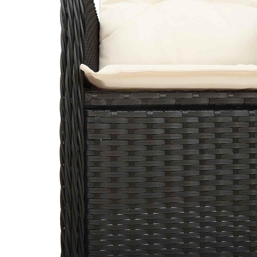 Juego de 9 piezas de jardín con cojín negro para exterior