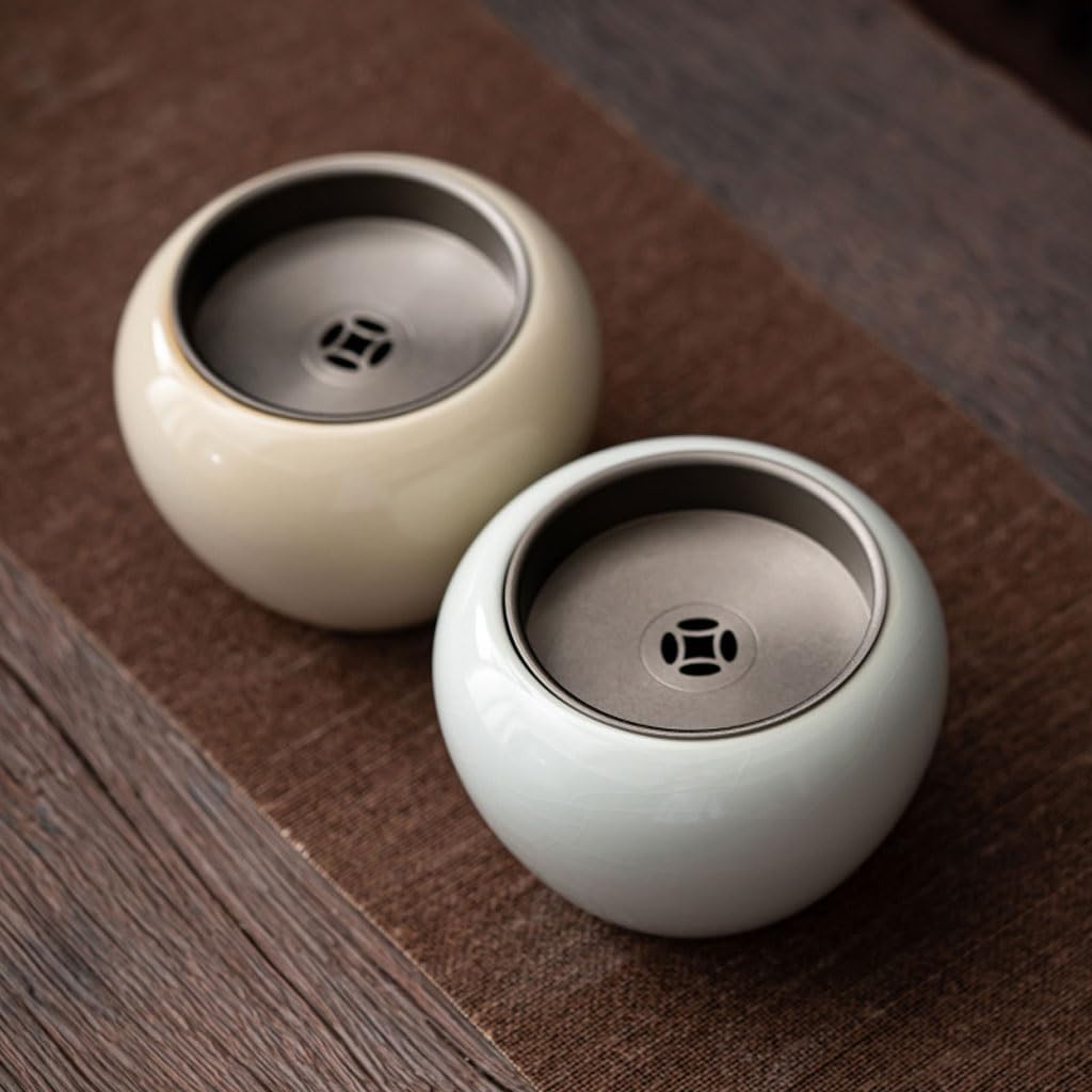 Dozownik Ziarna Z Ceramiką, Pojemnik Na Ryż, Ceramiczny Słoik Z Imbirem Słoiki Na Herbatę Prosta Ceramiczna Puszka Na Herbatę W Stylu Retro, Wiadro Na Pozostałości Herbaty Z Pokrywką, Ceremonia Herba