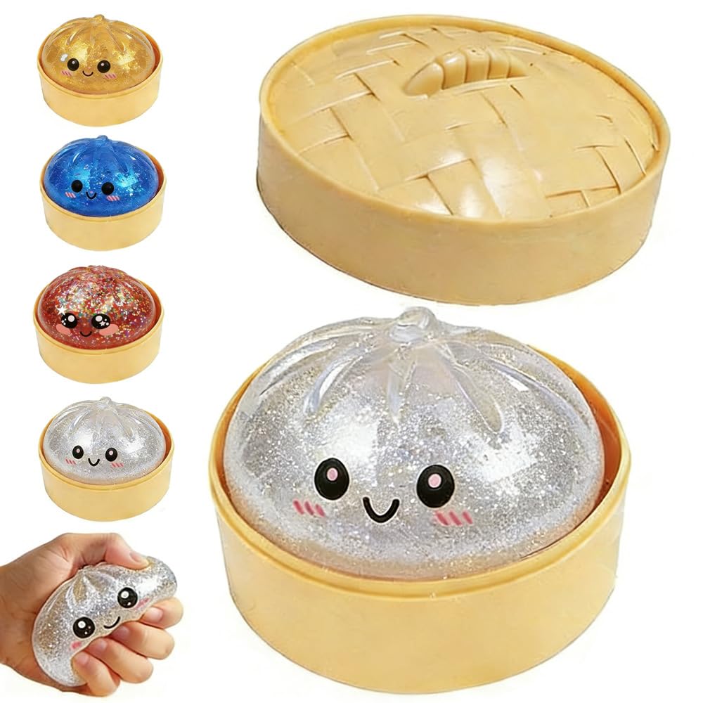 Dumpling Squishy, 2026 New Bun Squeeze Stress Relief Ball with Steamer Box for Stress Relief (4 Pcs) — view 8