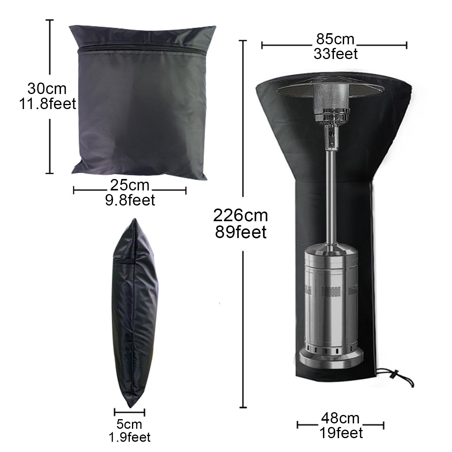 Copertura Impermeabile Per Riscaldatore Da Esterno - Telo Protettivo Per Stufa A Fungo Patio 226x85x48cm