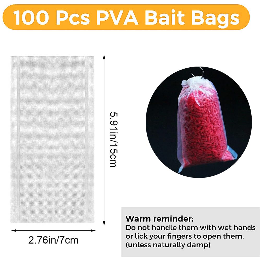 100 Sacchetti PVA Solubili Per Pesca - Dissoluzione Rapida In Acqua Per Esche Solide - Foto 3