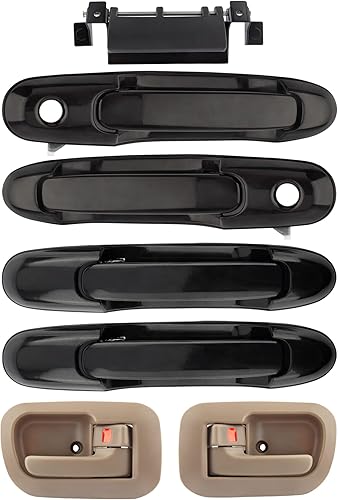 BOXI Juego de 7 manijas de puerta trasera delantera trasera izquierda derecha para Toyota Sienna negro+beige 80850 80357 80359 80533 80504 79600