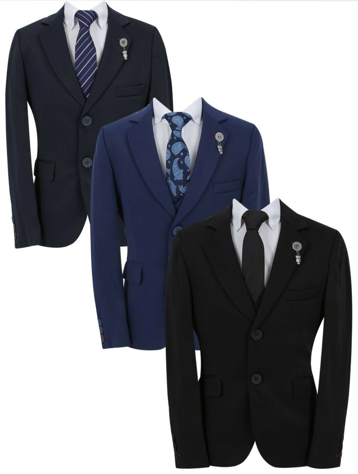 Conjunto de 3 piezas de traje ajustado para niños, formal, boda, baile de graduación