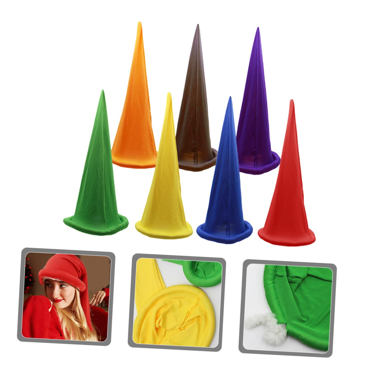 BESPORTBLE 7 Piezas Sombreros de Enanito Navideños y Accesorios para Disfraces, Tamaño Adulto, Resistentes y Reutilizables, Ideales para Fiestas de Halloween y Navidad
