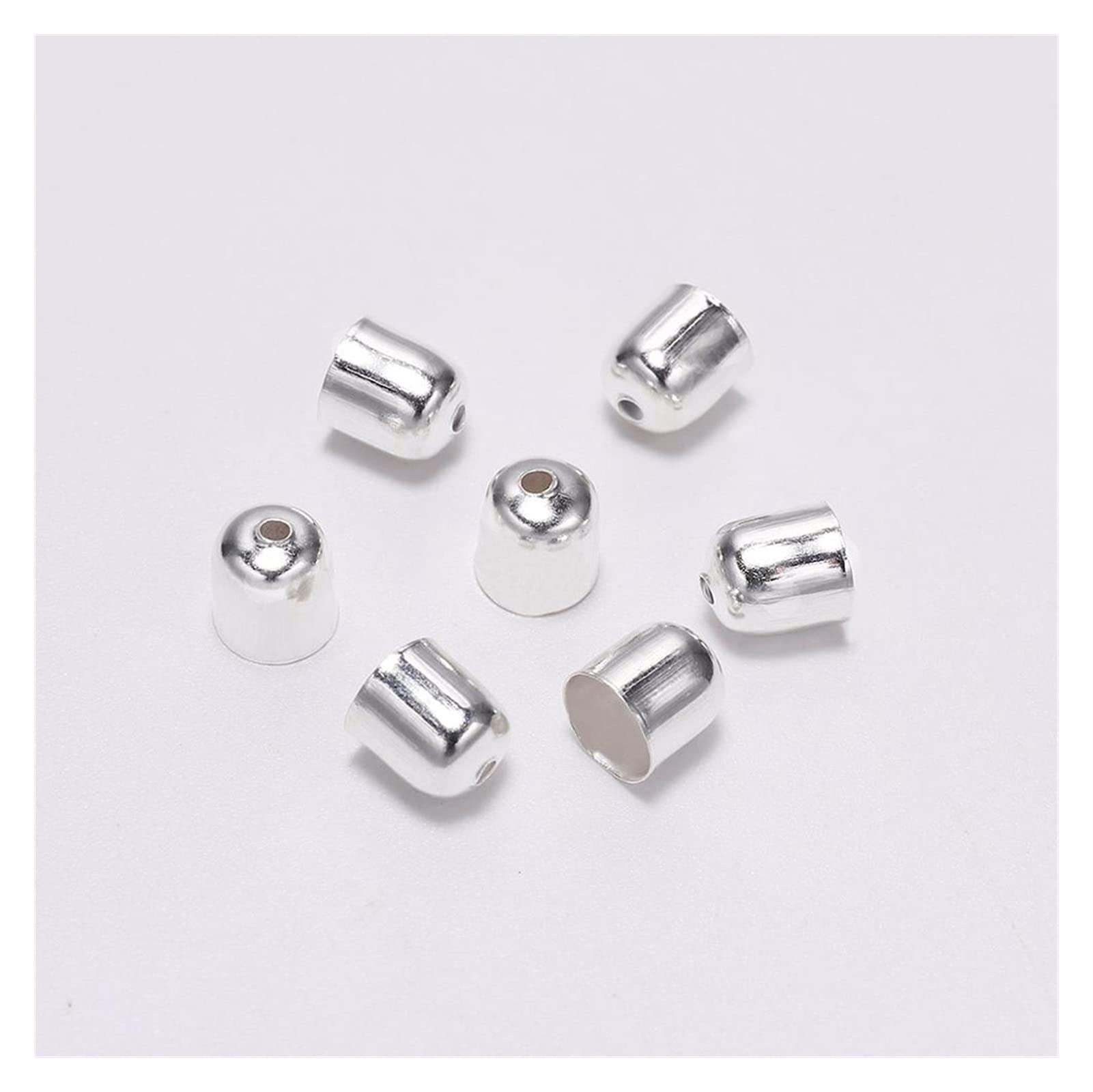 QUARKZMAN 50 Stück Kordelendkappen 9mm Endkappe Barrel Beads Kumihimo 3 Durchmesser Endkappen Messing Fuer Lederband, Quasten, Schmuckherstellung, Silber 310770119