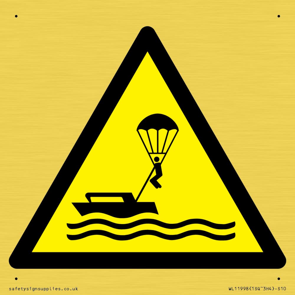 W063 Warning: Parasailing Sign - 100x100mm - S10