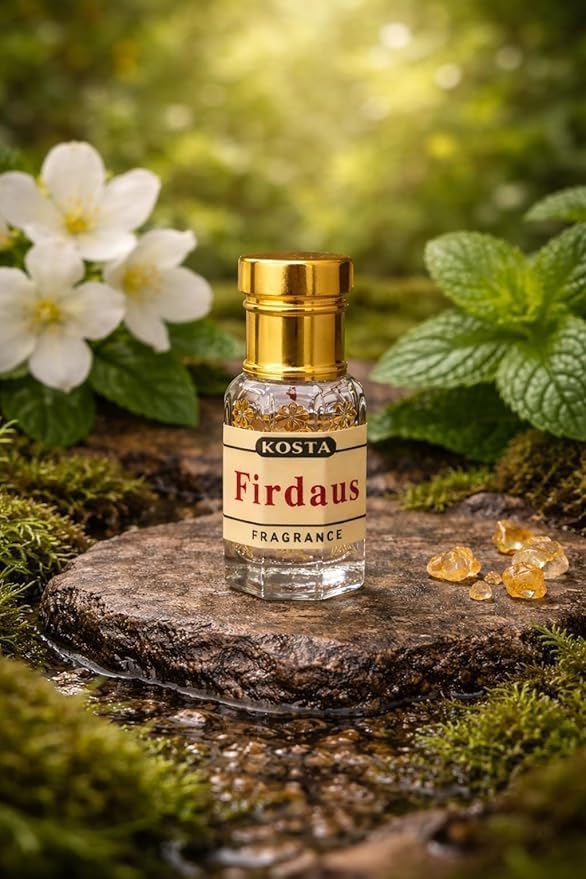 Image of KOSTA Jannatul Firdaus Attar 6ml | Alcohol-Free Long Lasting Perfume Oil | Fresh Woody Floral Fragrance | Unisex Roll-On Attar for Men & Women | Pocket Size Perfume