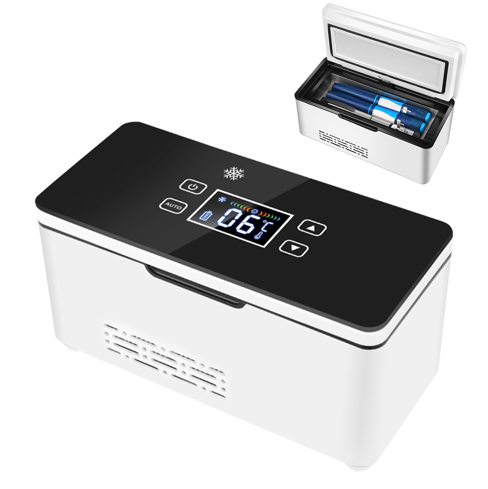 Mini Frigorifero per Insulina, Frigorifero Portatile per Medicinali, Refrigeratore per Insulina, Temperatura Regolabile 2-8°c, con Doppia Batteria da 10200 mAh per Uso Domestico, Viaggio e Auto