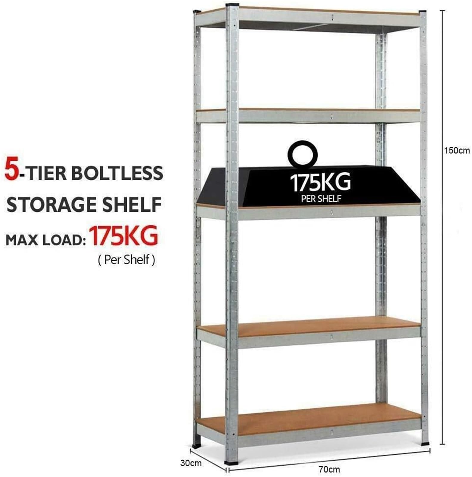 Scaffali in Metallo per Garage Scaffalatura in Metallo Resistente, Regalo di Natale di Halloween Fai-da-Te for Garage, Officina, Magazzino(150H 70W 30Dcm Gal)