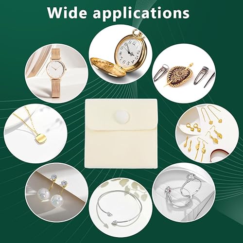 Miniatura 6 de NBEADS PapayaWhip - 12 bolsas de terciopelo para joyas con botón a presión, bolsas de almacenamiento de joyas de terciopelo pequeñas para anillos de