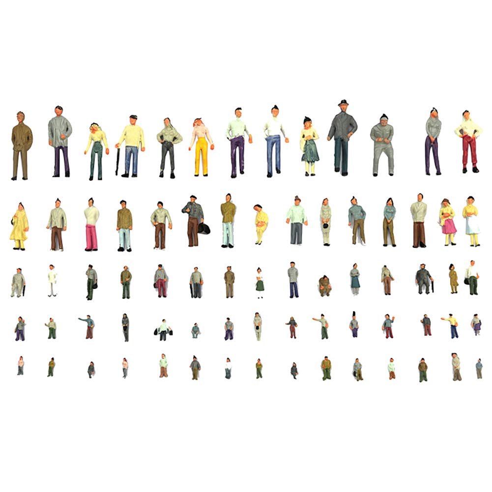 Brussels08 100Pcs 1:100 Building Layout Painted Model People Figure Standing Tiny People for Miniature Scenery Layout Train Railway Sand Table Random Color