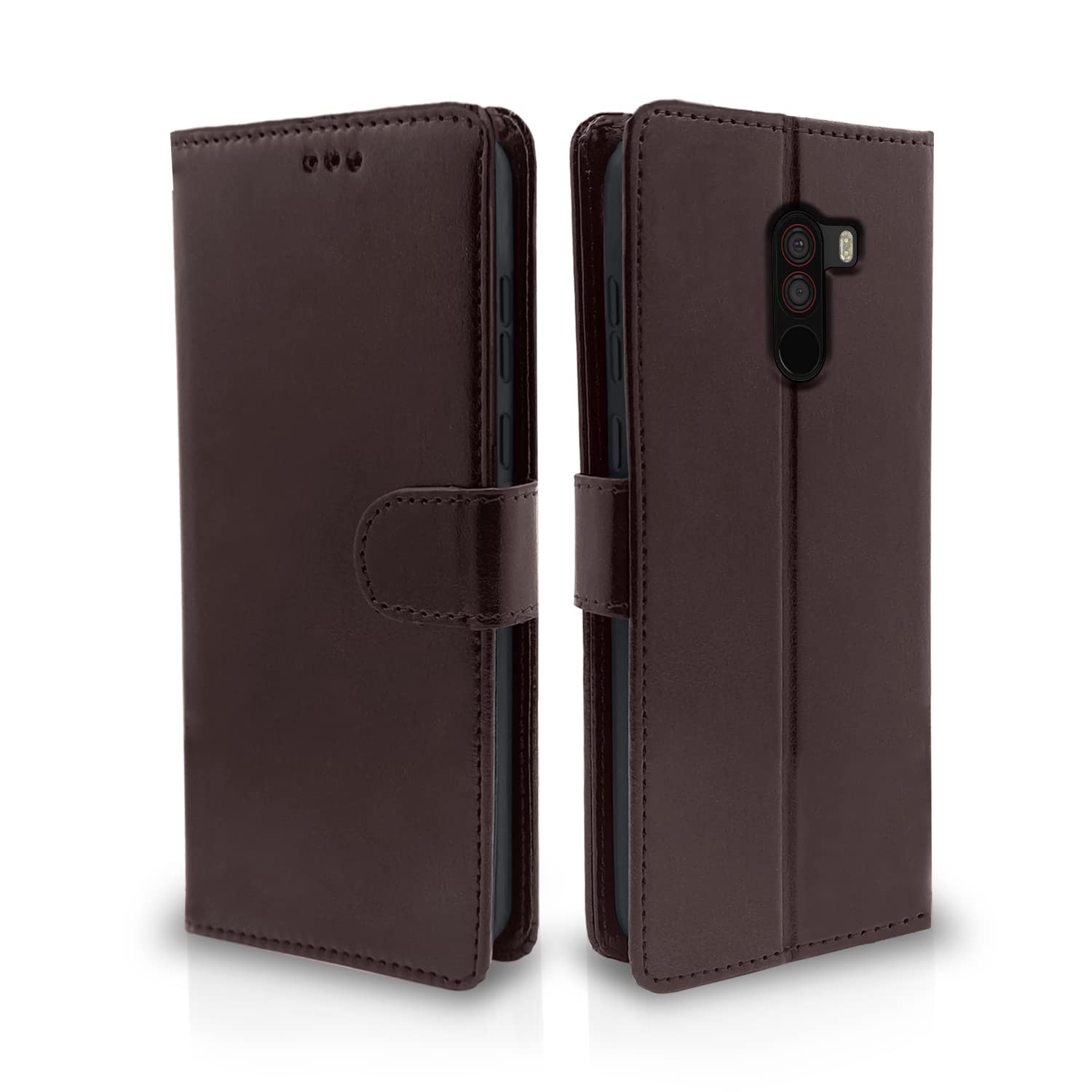 Pikkme Poco F1 Flip Case Leather Finish | Inside TPU with Card Pockets | Wallet Stand and Shock Proof | Magnetic Closing | Complete Protection Flip Cover for Poco F1 (Coffee) (B0BJJPX37Q) Amazon Price History, Amazon Price Tracker