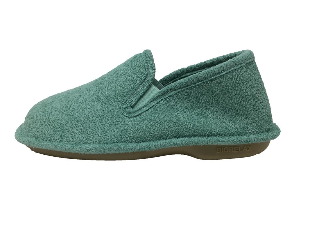 Biorelax Zapatillas de Estar por casa/Mujer Primavera-Verano/Talón Cerrado/Algodón Rizo/Suela: Goma/Talón Acolchado/Colores Aguamar/Malva