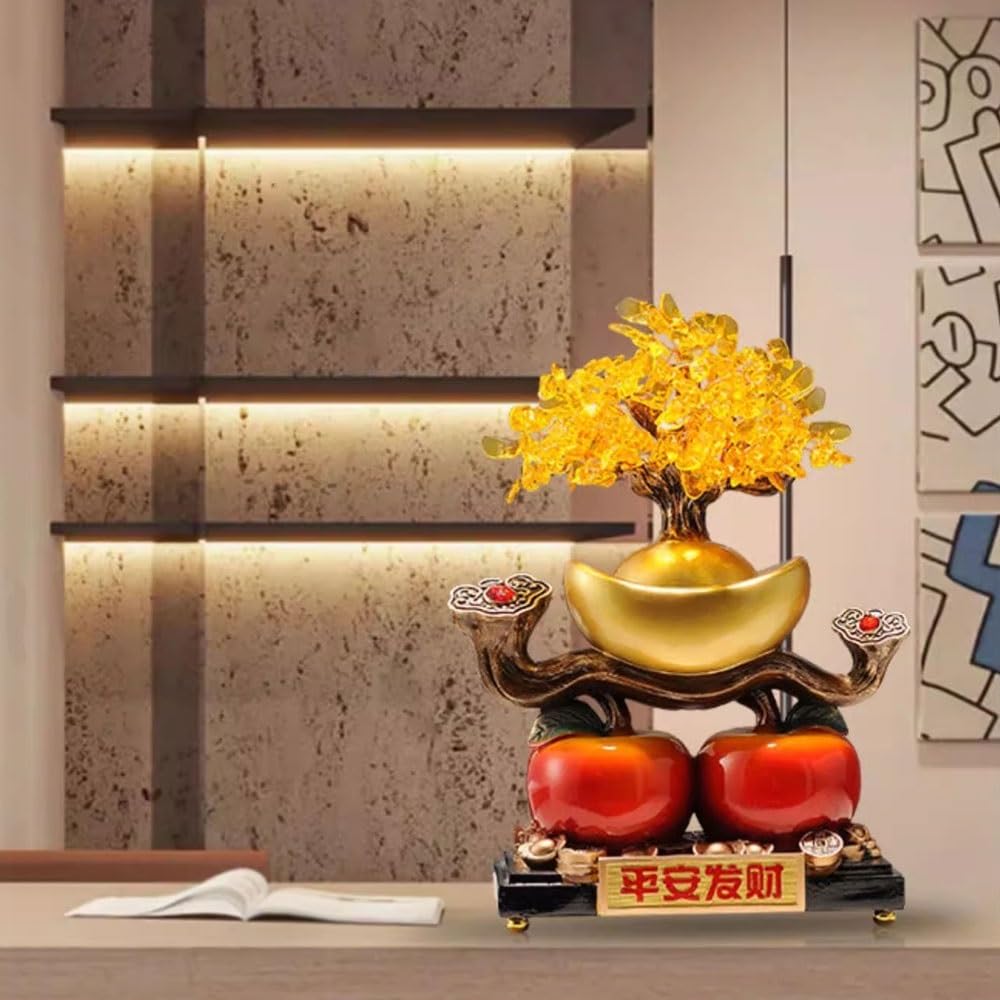 Biurko Feng Shui Money Crystal Tree, for Living Room Wealth Fortune Luck Ruyi Decoration Dekor