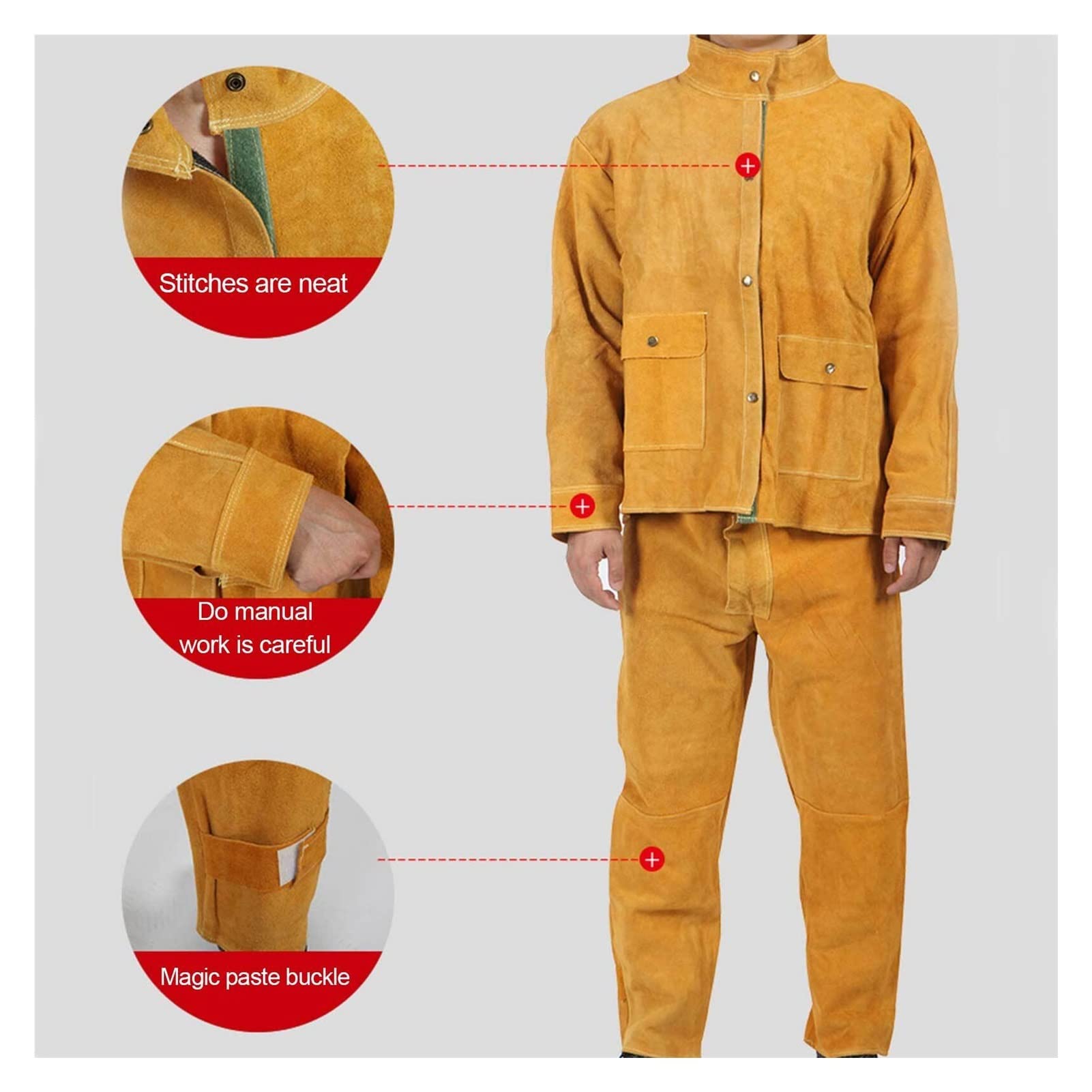 溶接防護服４点セット Amazon.co.jp: 溶接用防護服 人工革溶接機鍛冶屋エプロンヘビー