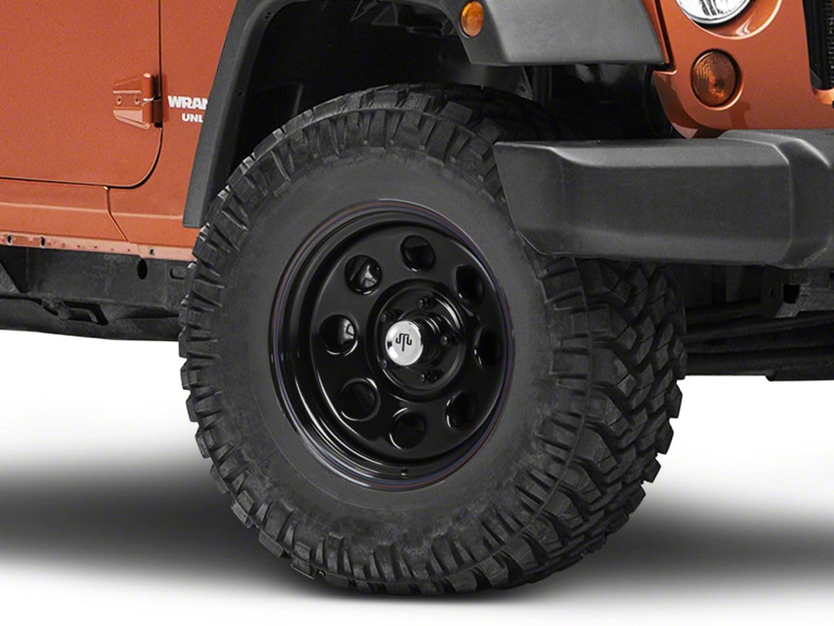 Mammoth 8 Steel Black Wheel with Polished Center Cap; 17x9; -6mm Offset Compatible For 07-18 Jeep Wrangler JK