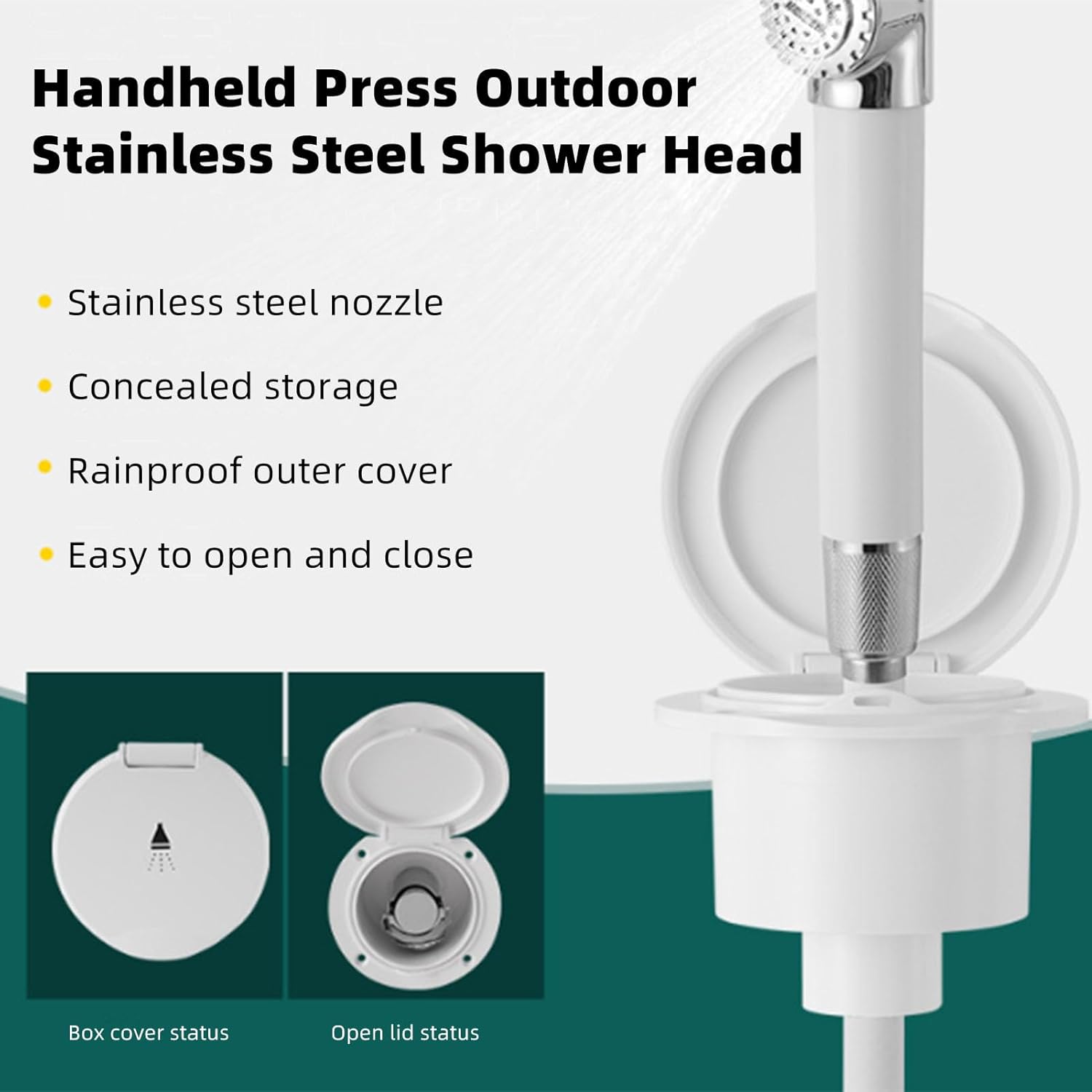 generic RV Shower Head with Hose Hand Press, Stainless Steel Showerhead and 4 Meter Water Hose for Yacht Recreational Vehicle