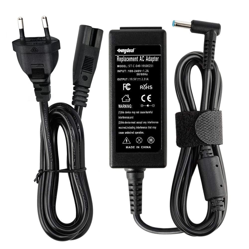 Sunydeal Notebook Ladekabel kompatibel mit HP Stream 11 13 14 Probook 430 g3 g4 g5 Elitebook Spectre Pavilion X360 Chromebook 11 G3 G4 Ausgang: 19,5V 2,31A Stecker
