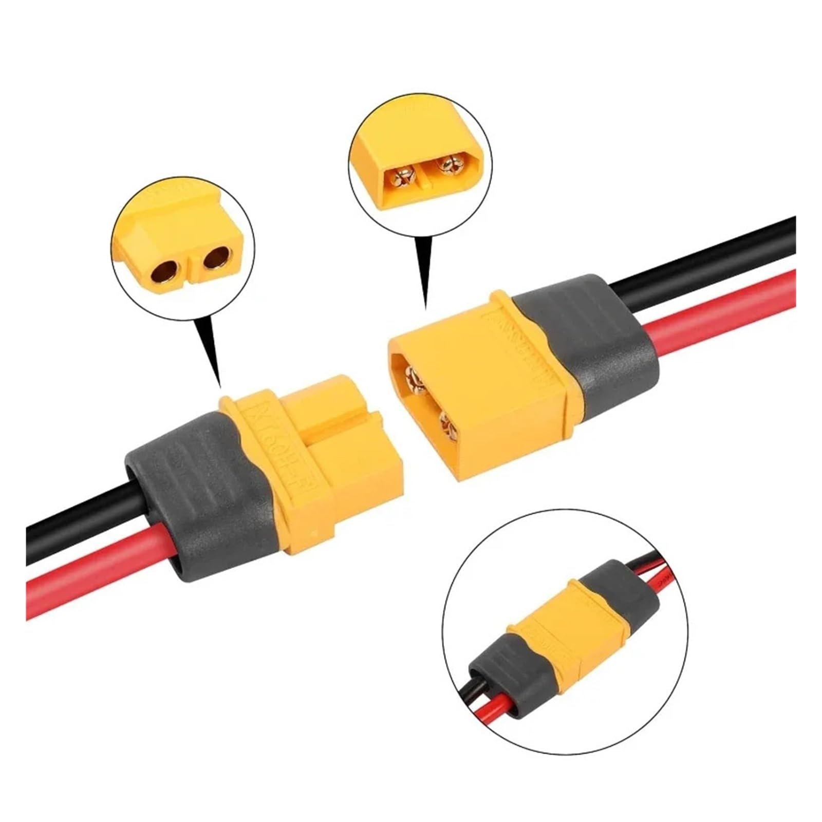 Złącza męskie i żeńskie z kablami Złącze do modelu samolotu XT60H-F Interfejs 45A żeński kabel adaptera XT90 Kabel silikonowy 12AWG Wtyczka do baterii litowej(XT60-M, 300 cm)