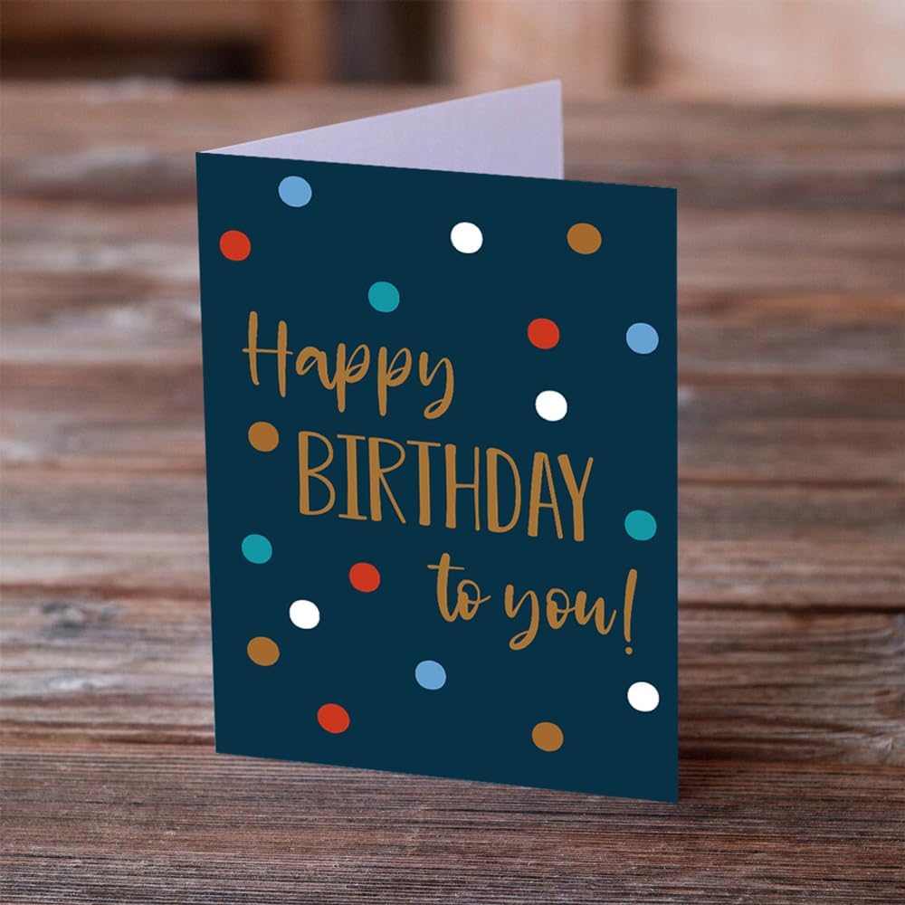 Dotty about Paper Tarjeta de cumpleaños para amigos, tarjeta de felicitación de alta calidad con lunares marinos. Sobre incluido