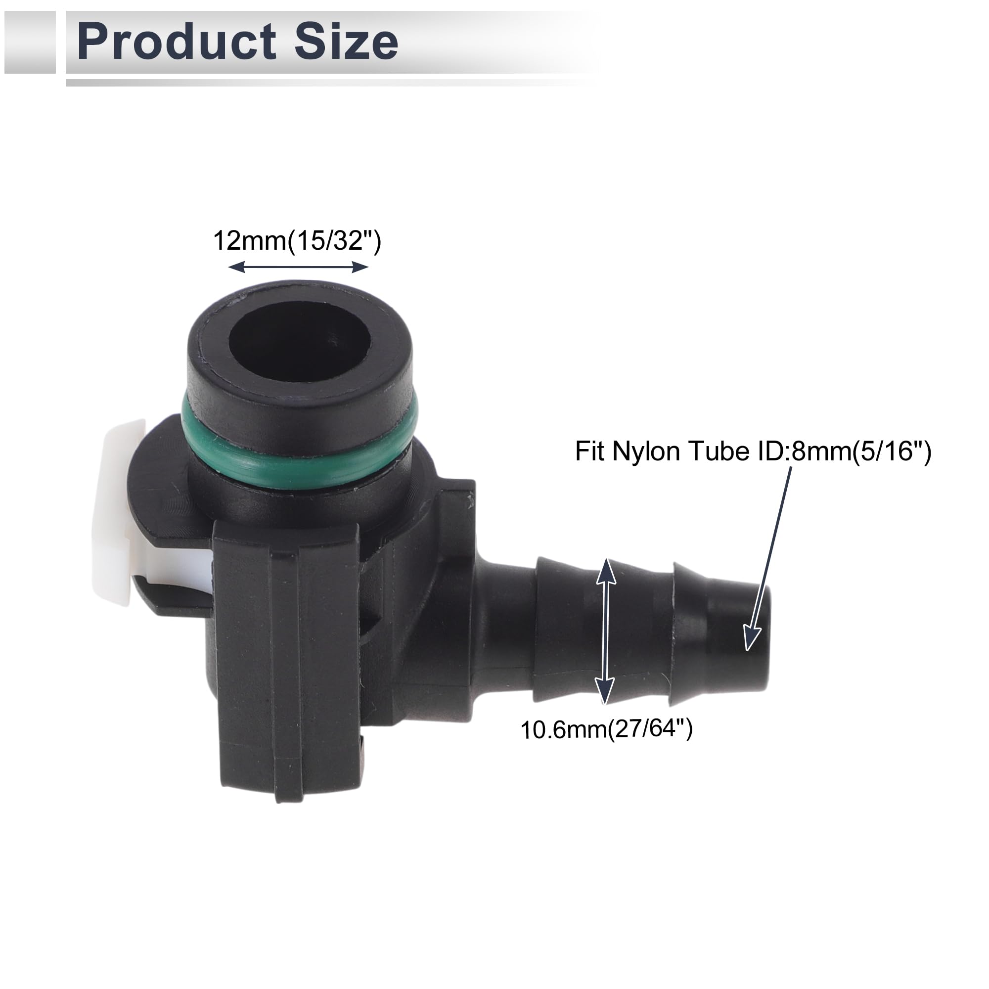 Motoforti Conector Rápido De Línea De Combustible De 5/16" ID Para Manguera De 15/32" SAE Conector Macho A Hembra Con Adaptador Rápido De 90 Grados Y Sellos De Montaje De Plástico 2 Pcs