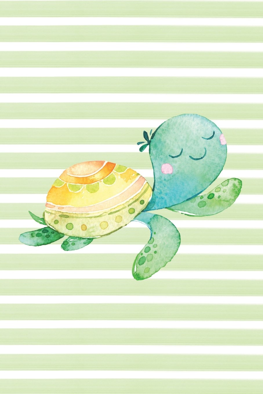 Happy Sea Turtle Watercolor Stripe Journal, Lined: Blank Daily Writing Notebook Diary with Ruled Lines (Coastal Beaches & Nautical)