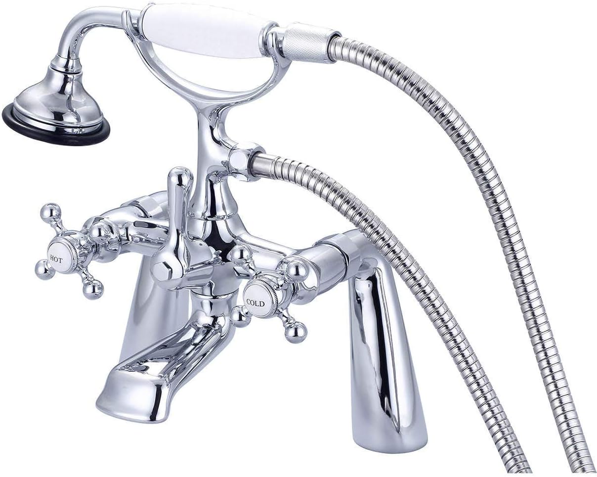 Vintage Tub & Bath Mason Hill Collection Clawfoot Tub Deck Mount English Telephone Faucet with Handshower