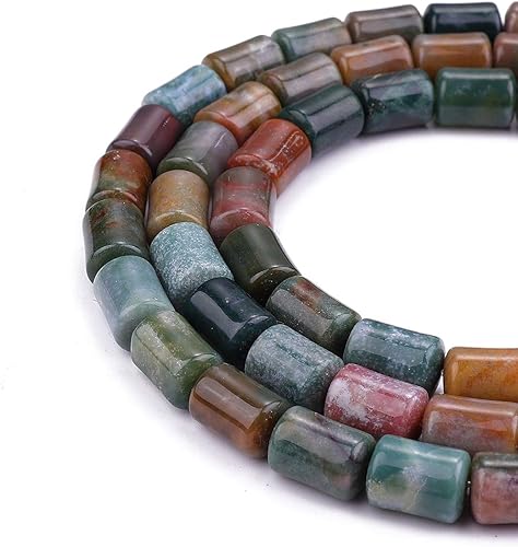 Miniatura 5 de Piedra cilíndrica de ágata india natural, cuentas sueltas semi piedras preciosas para la fabricación de joyas, 0.394 inx0.551 in, 15.0 in