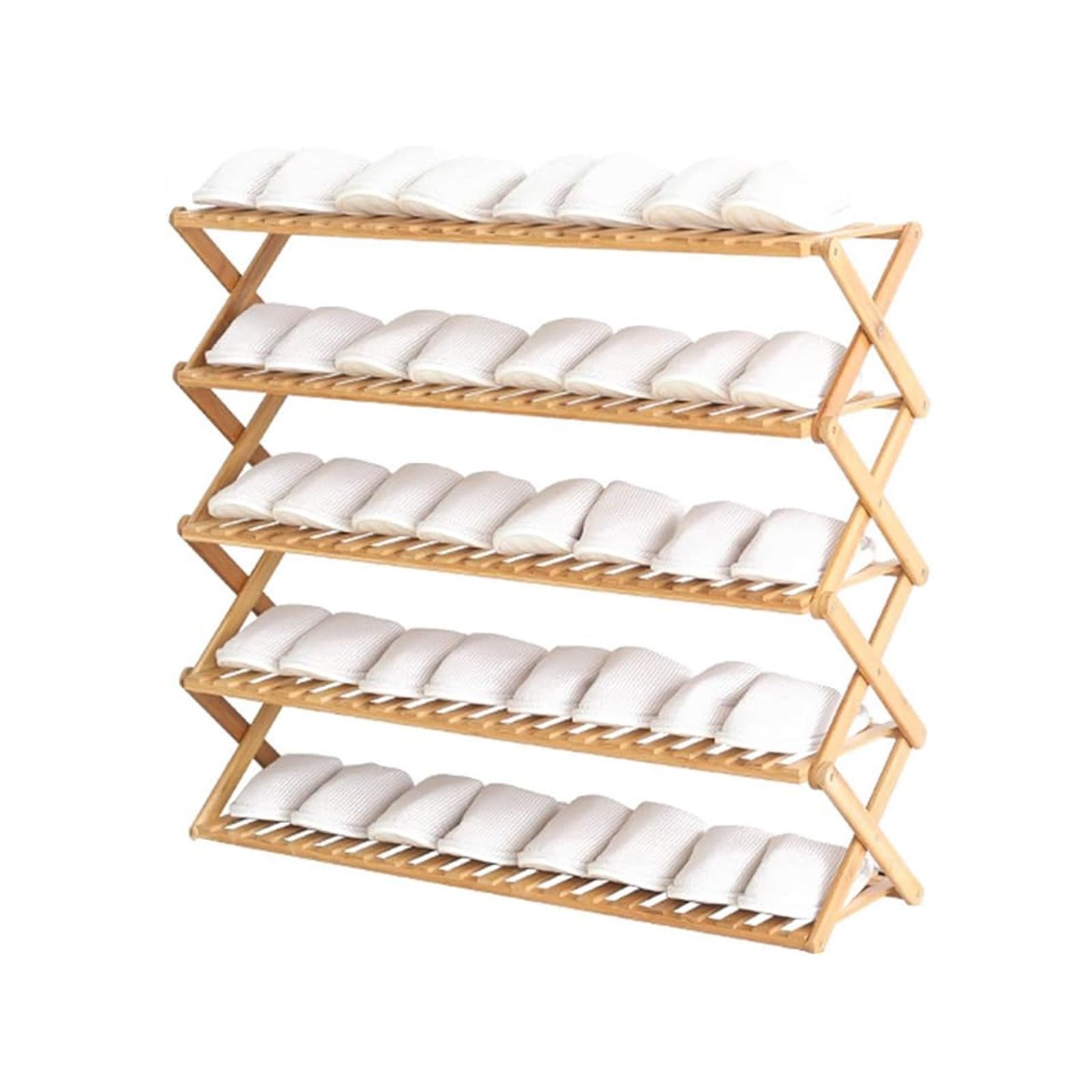 MSHGSKU Versatile Bamboo Folding Shoe Rack - 3-6 Layers 50/70/100cm Wide Entryway Storage Bench - Space-Saving nizer for Small Hallways & Entrances