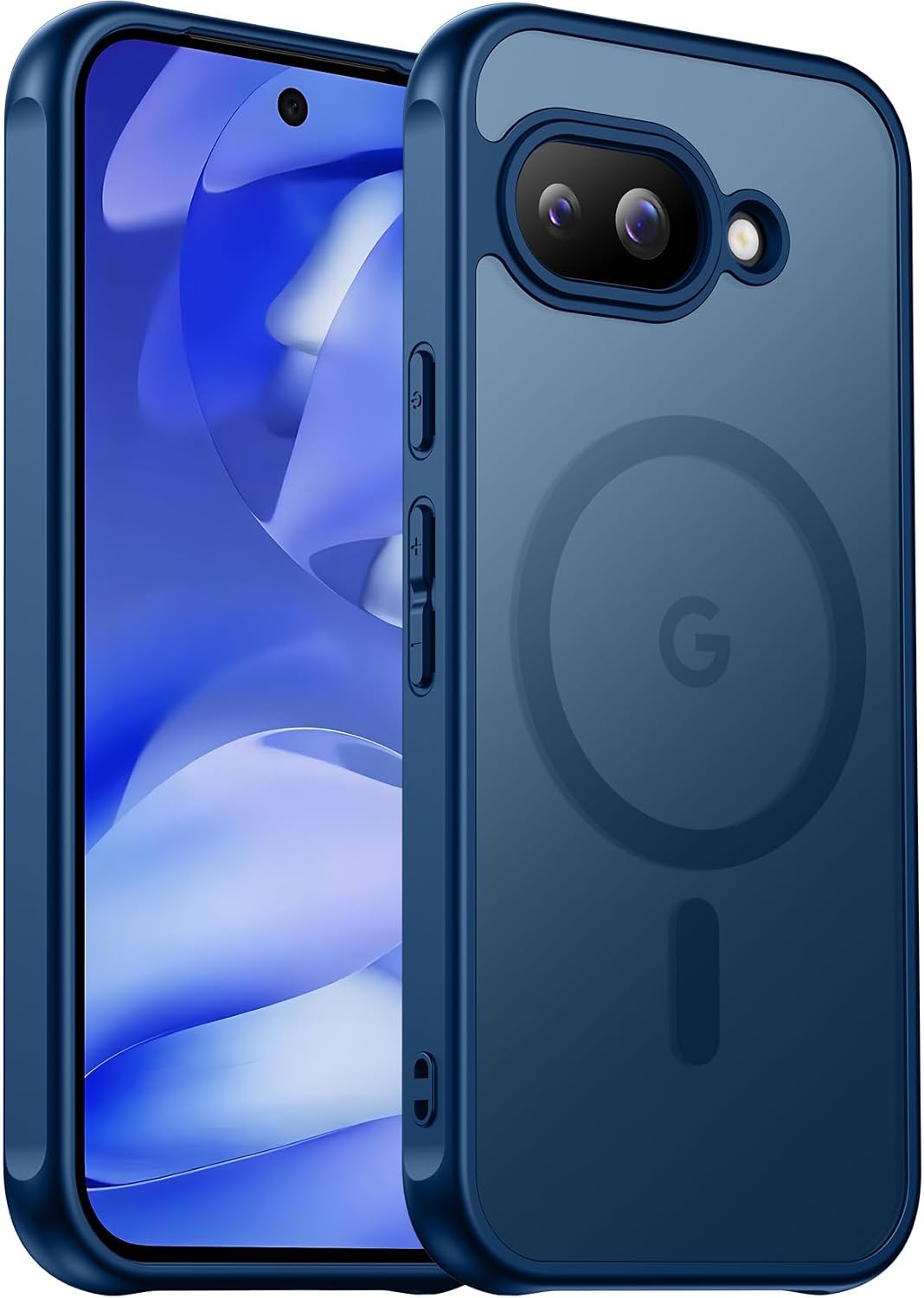 Designed for Magnetic Google Pixel 9A Case,[Compatible with MagSafe] [Military Grade Drop Protection] Slim Translucent Matte Shockproof with Anti-Fingerprint Phone Case 6.3"-Seablue