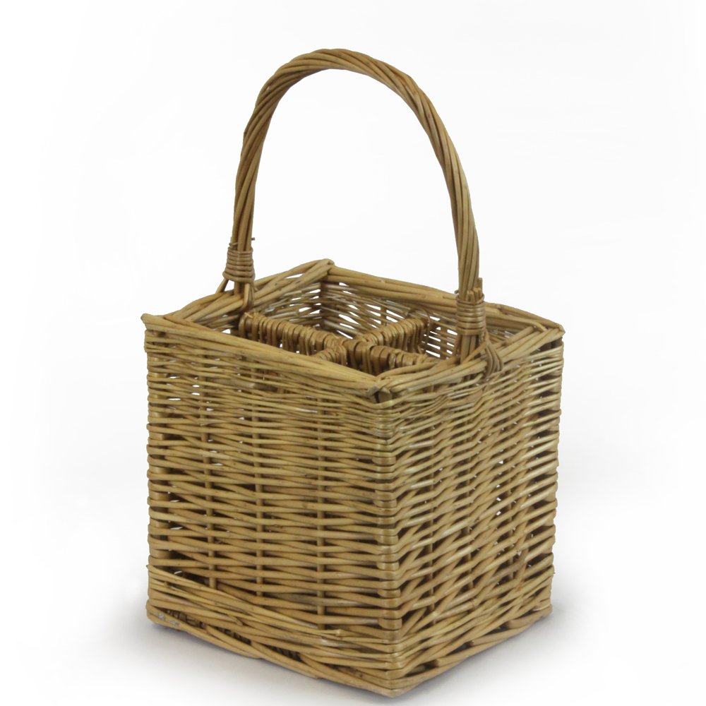 Amazon Com Jvl Four Bottle Steamed Willow Wicker Wine Drinks Gift Basket Holder Carrier 25 X 25 X 44 Cm Kitchen Dining