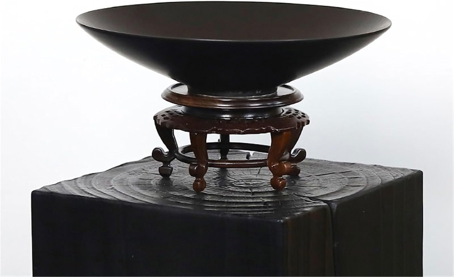 Ikebana Vase Minimalist Ceramic Conical Bowl Chinese Floral Arrangement Saucer Living Room Decorative Ornament Flower Arrangement Pot(Black)