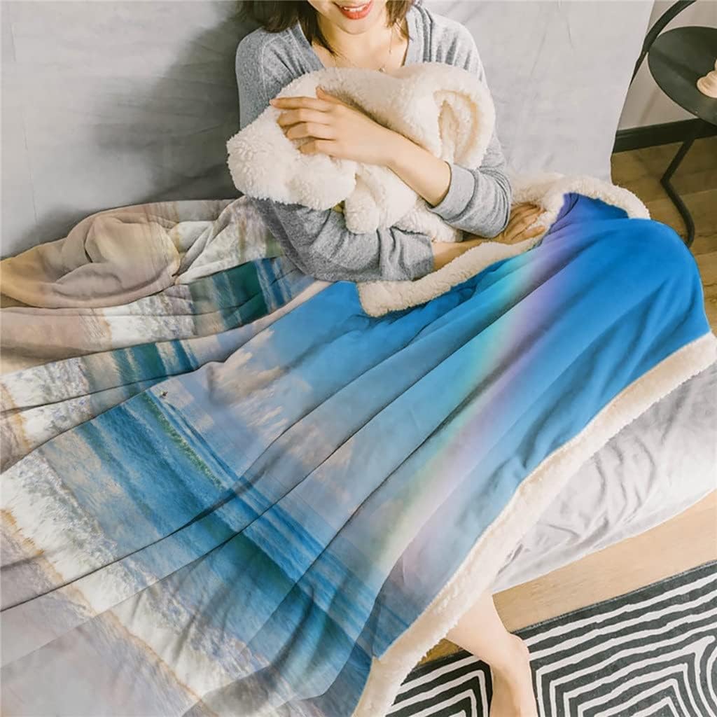 Beach Sky Sherpa Blanket Thick Velvet Flannel Bedspreads Office Nap Throw Sofa Cover Bedding