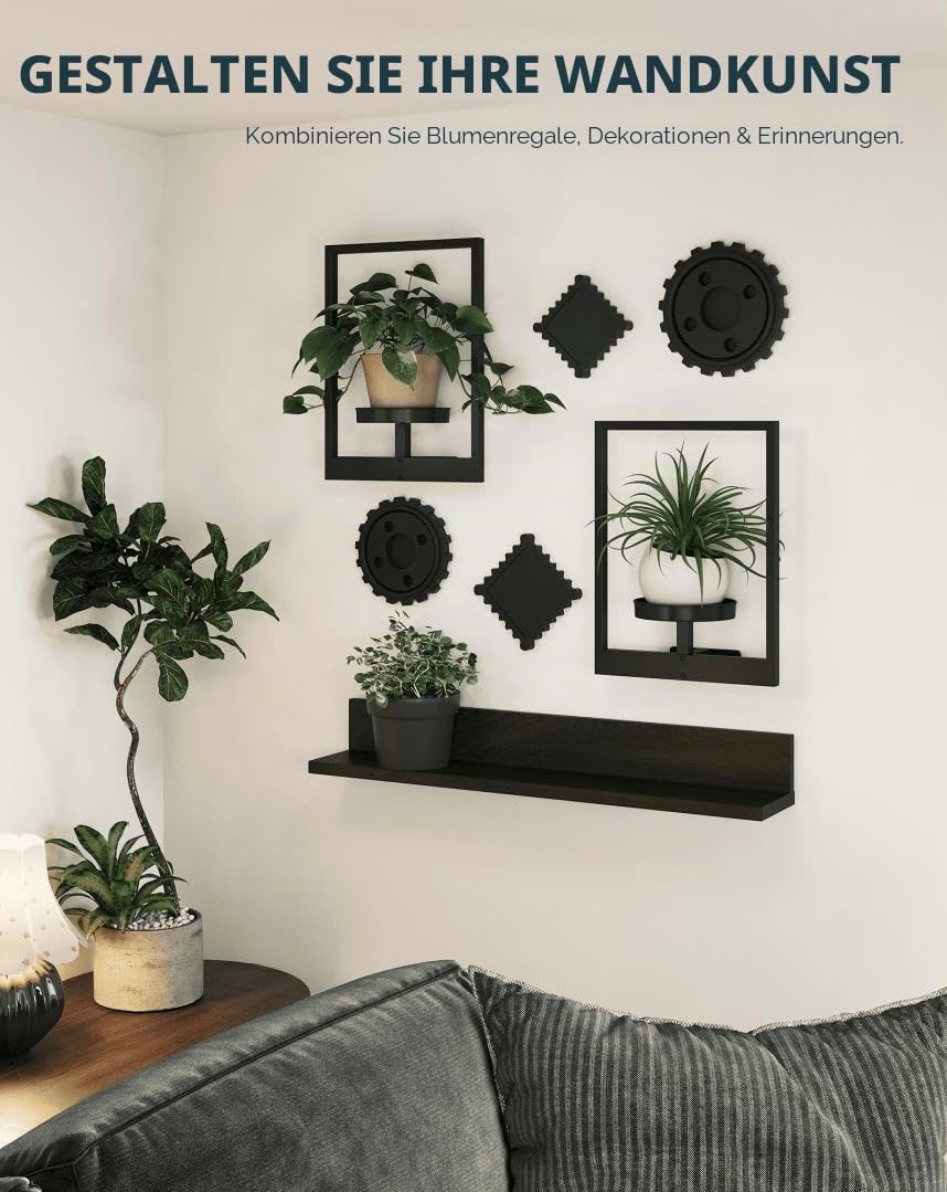 Bamworld Wandbehang Pflanzgefäße für Zimmerpflanzen 2 Set Wand Blumenständer Moderner Pflanzenständer mit Metallrahmen Blumentopfhalter zur Wandmontage Deko Pflanzenhalter für Wohnzimmer, Büro & Flur