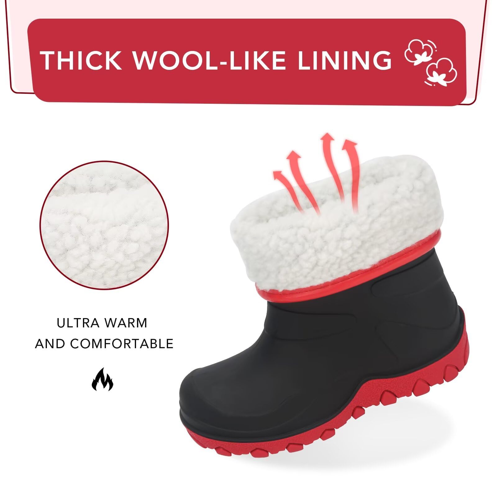 FUNCOO PLUS Bottes d'hiver chaudes doublées pour filles et garçons - Bottes de pluie et de neige - Taille 27-38